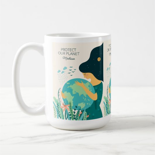 Eigen naam en tekst Planet Earth Moeder Koffiemok (Links)