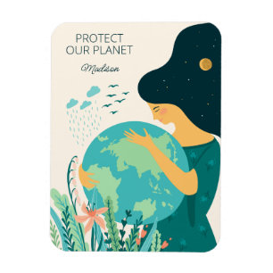 Eigen naam en tekst Planet Earth Moeder Magneet