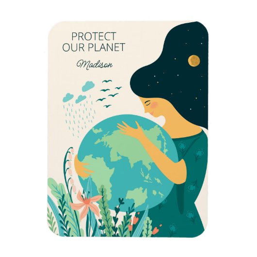 Eigen naam en tekst Planet Earth Moeder Magneet (Verticaal)
