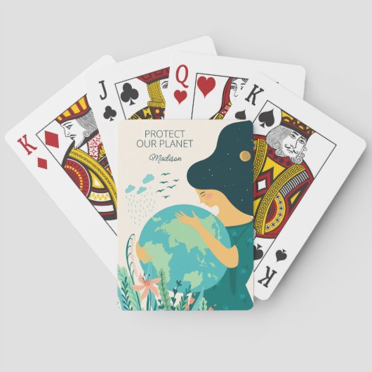 Eigen naam en tekst Planet Earth Moeder Pokerkaarten (Achterkant)