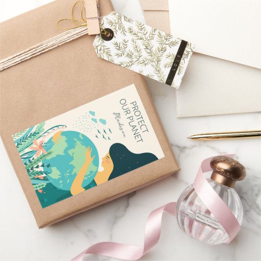 Eigen naam en tekst Planet Earth Moeder Rechthoekige Sticker (Geschenken)