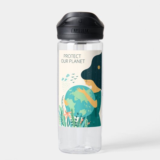 Eigen naam en tekst Planet Earth Moeder Waterfles (Achterkant)