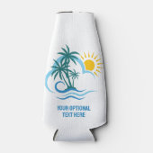 Eigen naam en tekst tropische eilanden flesjeskoeler (Voorkant)