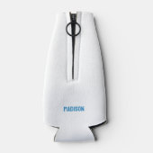 Eigen naam en tekst tropische eilanden flesjeskoeler (Achterkant)