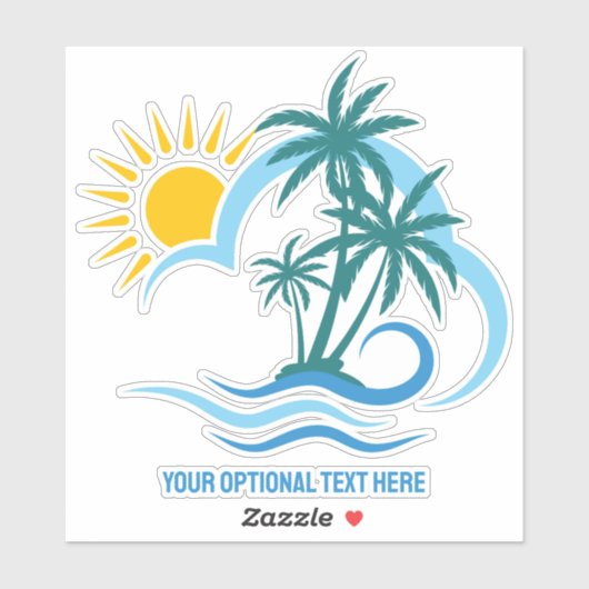 Eigen naam en tekst tropische eilanden sticker (Vel)