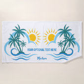 Eigen naam en tekst tropische eilanden strandlaken (Voorkant)