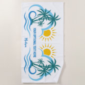 Eigen naam en tekst tropische eilanden strandlaken (Voorkant)