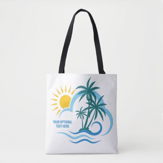 Eigen naam en tekst tropische eilanden tote bag (Voorkant)