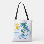 Eigen naam en tekst tropische eilanden tote bag (Achterkant)