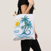 Eigen naam en tekst tropische eilanden tote bag (Dichtbij)