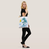 Eigen naam en tekst tropische eilanden tote bag (Op model)