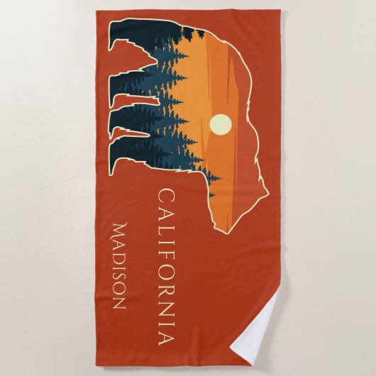 Eigen naam en tekstbos Beer Strandlaken (Voorkant)