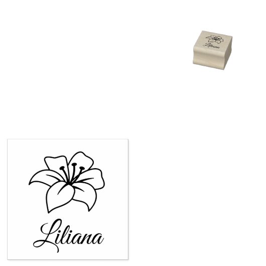 Eigen naam exotische Lily Flower Rubberstempel (Gestempeld)