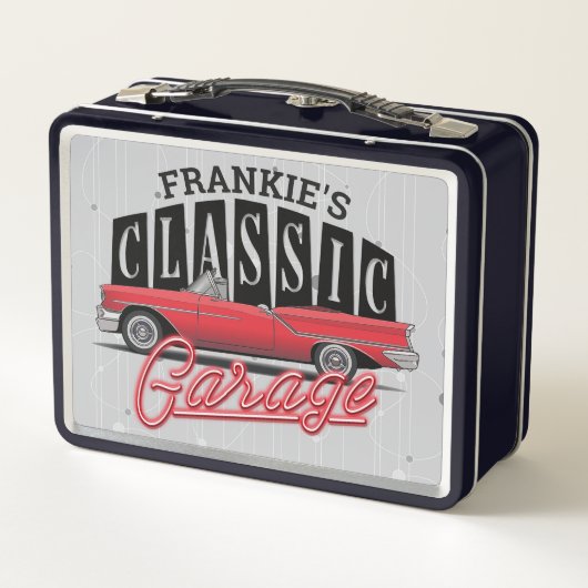 Eigen naam Faux Neon 1950 Classic Car Garage (Achterkant)