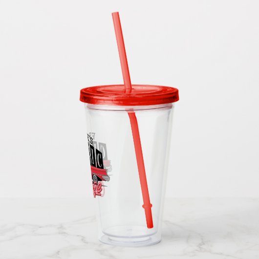 Eigen naam Faux Neon 1950 Classic Car Garage Acryl Drinkbeker (Links)