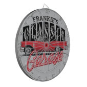 Eigen naam Faux Neon 1950 Classic Car Garage Dartbord (Voorkant Links)