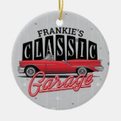 Eigen naam Faux Neon 1950 Classic Car Garage Keramisch Ornament (Voorkant)