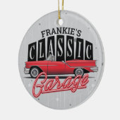 Eigen naam Faux Neon 1950 Classic Car Garage Keramisch Ornament (Links)