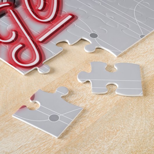 Eigen naam Faux Neon 1950 Classic Car Garage Legpuzzel (Zijkant)