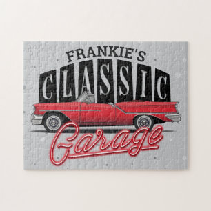 Eigen naam Faux Neon 1950 Classic Car Garage Legpuzzel
