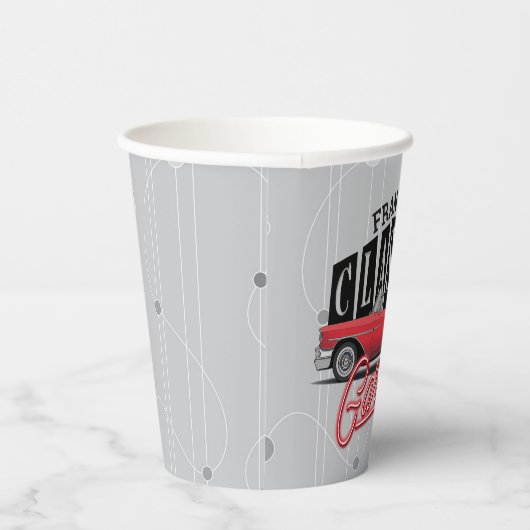Eigen naam Faux Neon 1950 Classic Car Garage Papieren Bekers (Rechts)