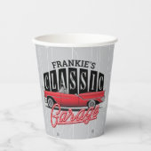 Eigen naam Faux Neon 1950 Classic Car Garage Papieren Bekers (Voorkant)