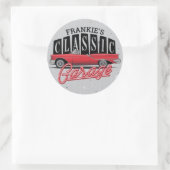 Eigen naam Faux Neon 1950 Classic Car Garage Ronde Sticker (Tas)