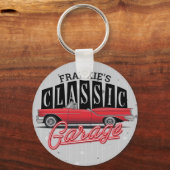 Eigen naam Faux Neon 1950 Classic Car Garage Sleutelhanger (Voorkant)