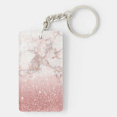 Eigen naam Faux Roos Gold Glitter White Marble Sleutelhanger (achterkant)