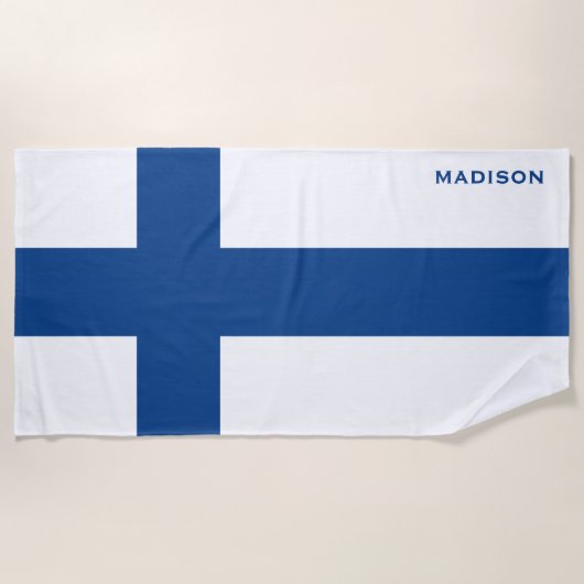 Eigen naam Finse vlag badhanddoek (Voorkant)