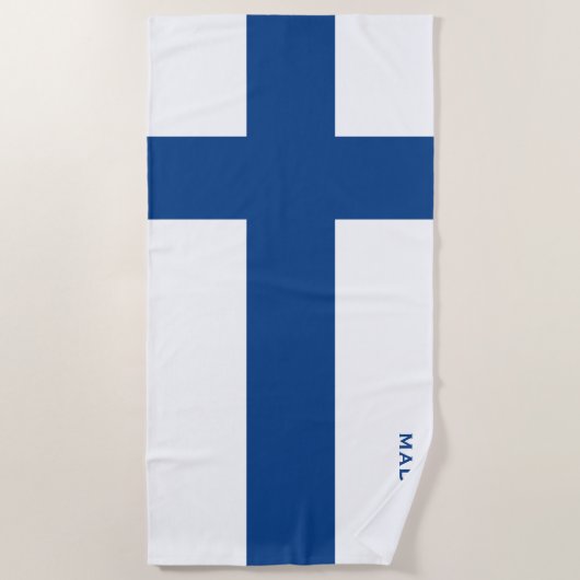 Eigen naam Finse vlag badhanddoek (Voorkant)