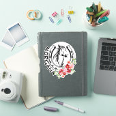 Eigen naam Floral Horse Hoefijzer Sticker (iPad Cover)