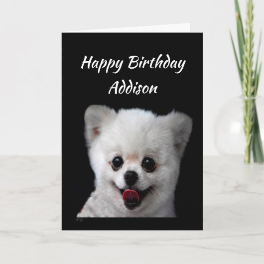 Eigen naam Fun Birthday Cute Happy Dog Animal Kaart (Voorkant)