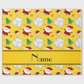 Eigen naam geel volleybalkerstpatroon cadeaupapier (Vlak)