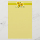 Eigen naam Gele Wildbloemen Header Border Briefpapier (Voorkant)