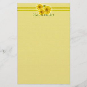 Eigen naam Gele Wildbloemen Header Border Briefpapier