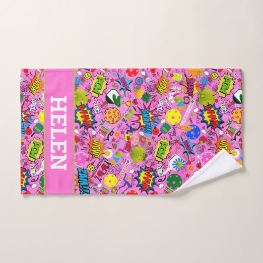 Eigen naam😍 gemengd pickleball roze handdoek (Handdoek)