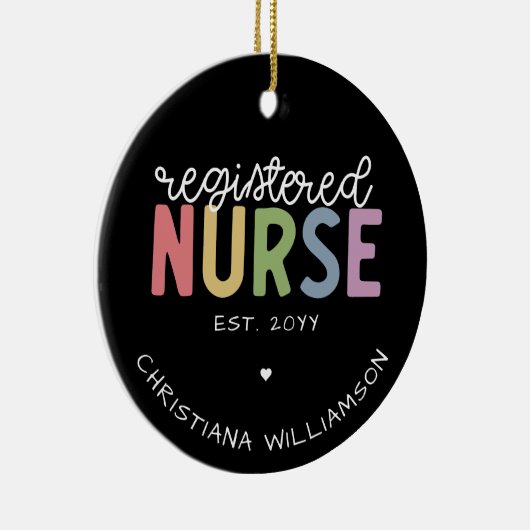 Eigen naam geregistreerd zuster RN Verpleeglijk Af Keramisch Ornament (Rechts)