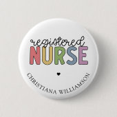 Eigen naam geregistreerd zuster RN Verpleeglijk Af Ronde Button 5,7 Cm (Voorkant)