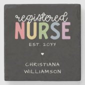 Eigen naam geregistreerd zuster RN Verpleeglijk Af Stenen Onderzetter (Voorkant)