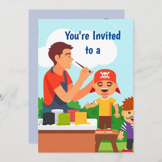 Eigen naam Gezichtsschildering/Verjaardagspartij Kaart (Voorkant / Achterkant)