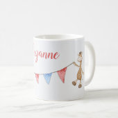 Eigen naam Giraffe en Kangaroo Bunting Flags Koffiemok (Voorkant rechts)