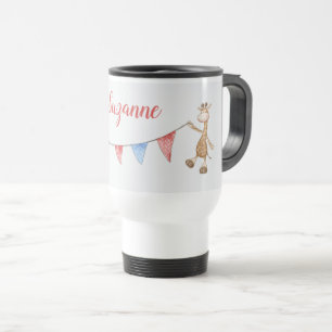 Eigen naam Giraffe en Kangaroo Bunting Flags Reisbeker