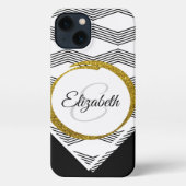 Eigen naam Gold Glitter Initiaal Letter Monogram iPhone Hoesje (Achterkant)