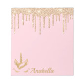 Eigen naam Gold Glitter Stars Unicorn Notitieblok (Voorkant)