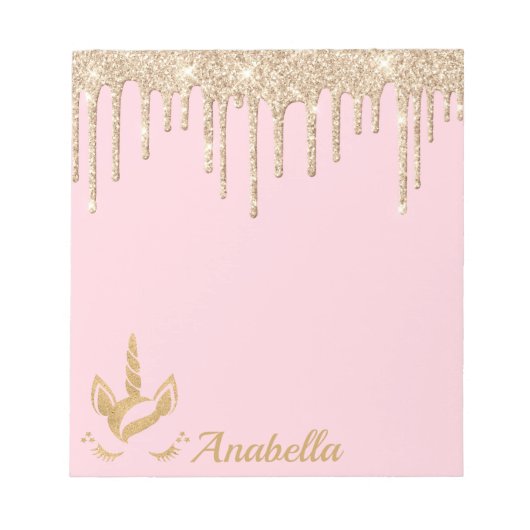 Eigen naam Gold Glitter Stars Unicorn Notitieblok (Voorkant)
