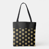 Eigen naam Gold Polka Dot Black Tote Bag (Achterkant)