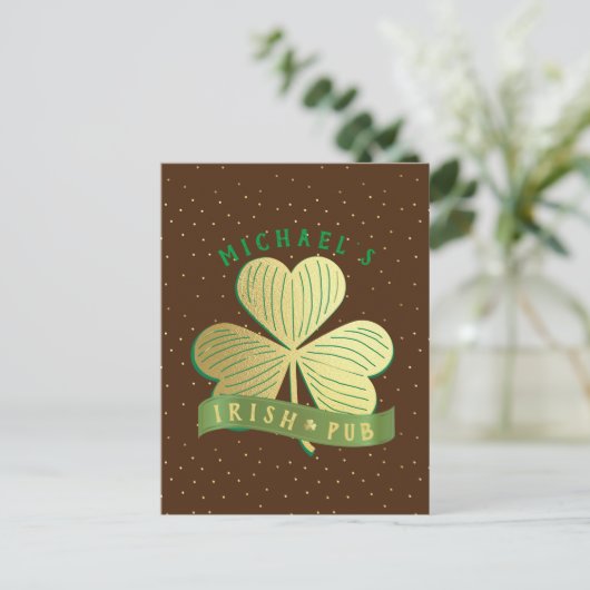 Eigen naam Gold Shamrock St Patrick's Day Briefkaart (Staand voorkant)