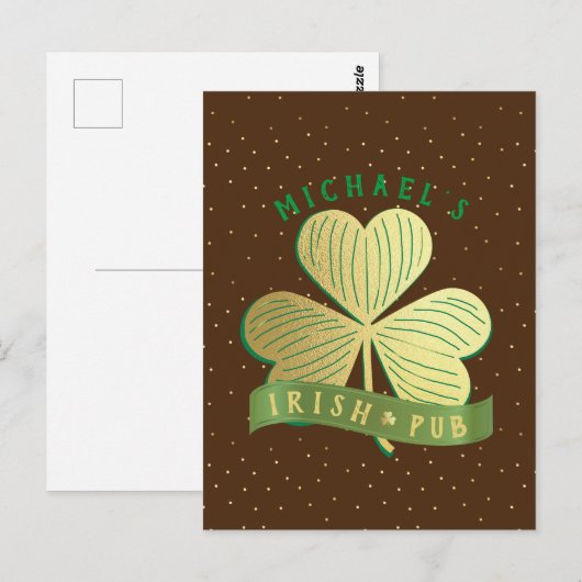 Eigen naam Gold Shamrock St Patrick's Day Briefkaart (Voorkant / Achterkant)