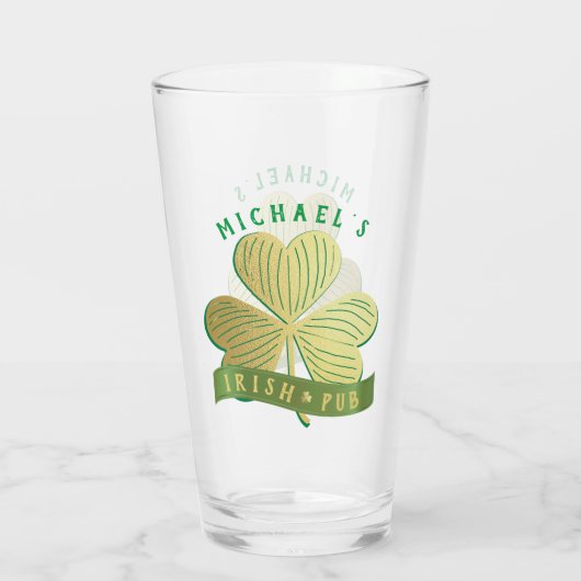 Eigen naam Gold Shamrock St Patrick's Day Glas (Achterkant)